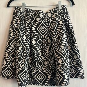 Xhilaration Geometric Skirt Fit and Flare Black and White